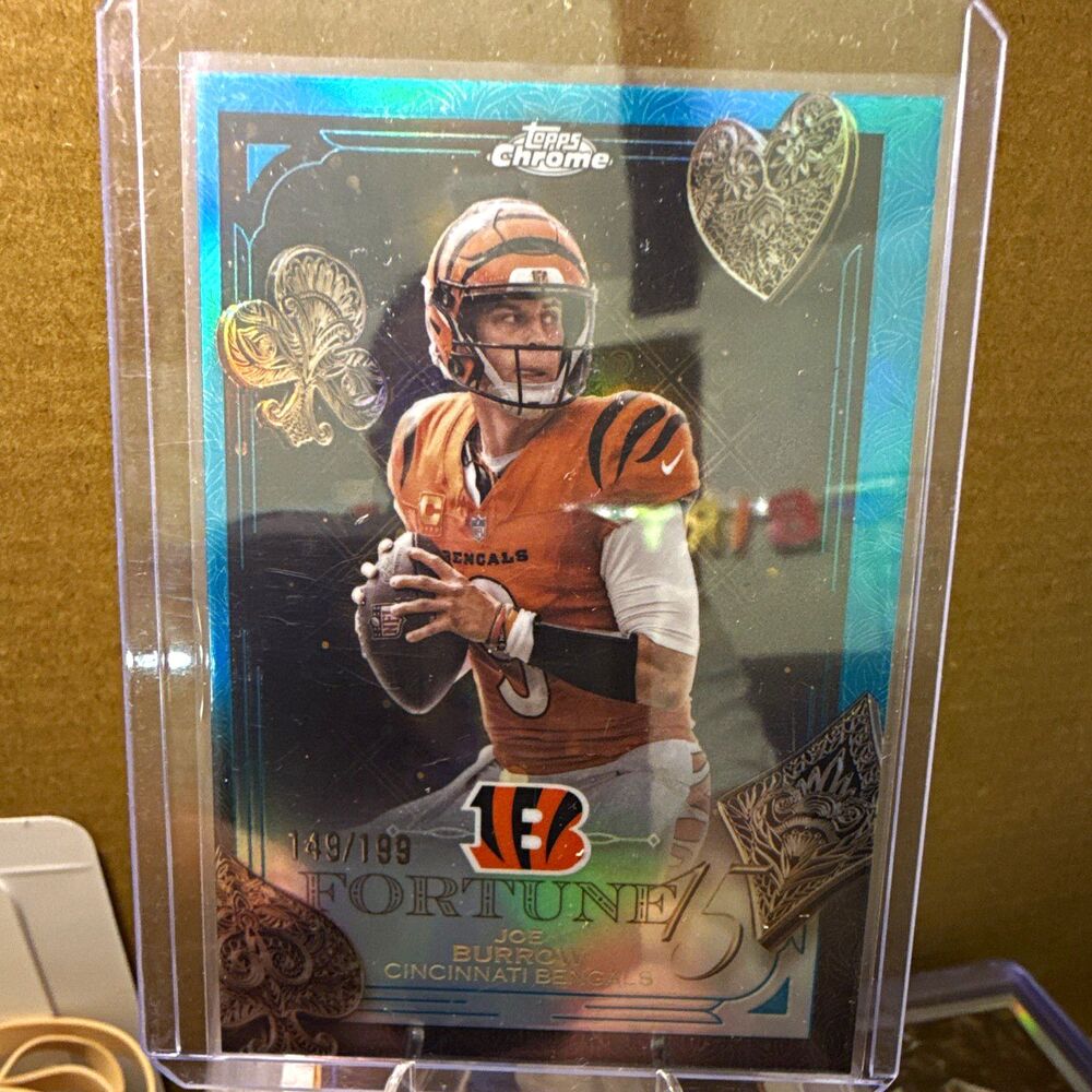 2025 Topps Chrome Fortune 15 Joe Burrow Bengals Aqua Refractor #F15-5/199